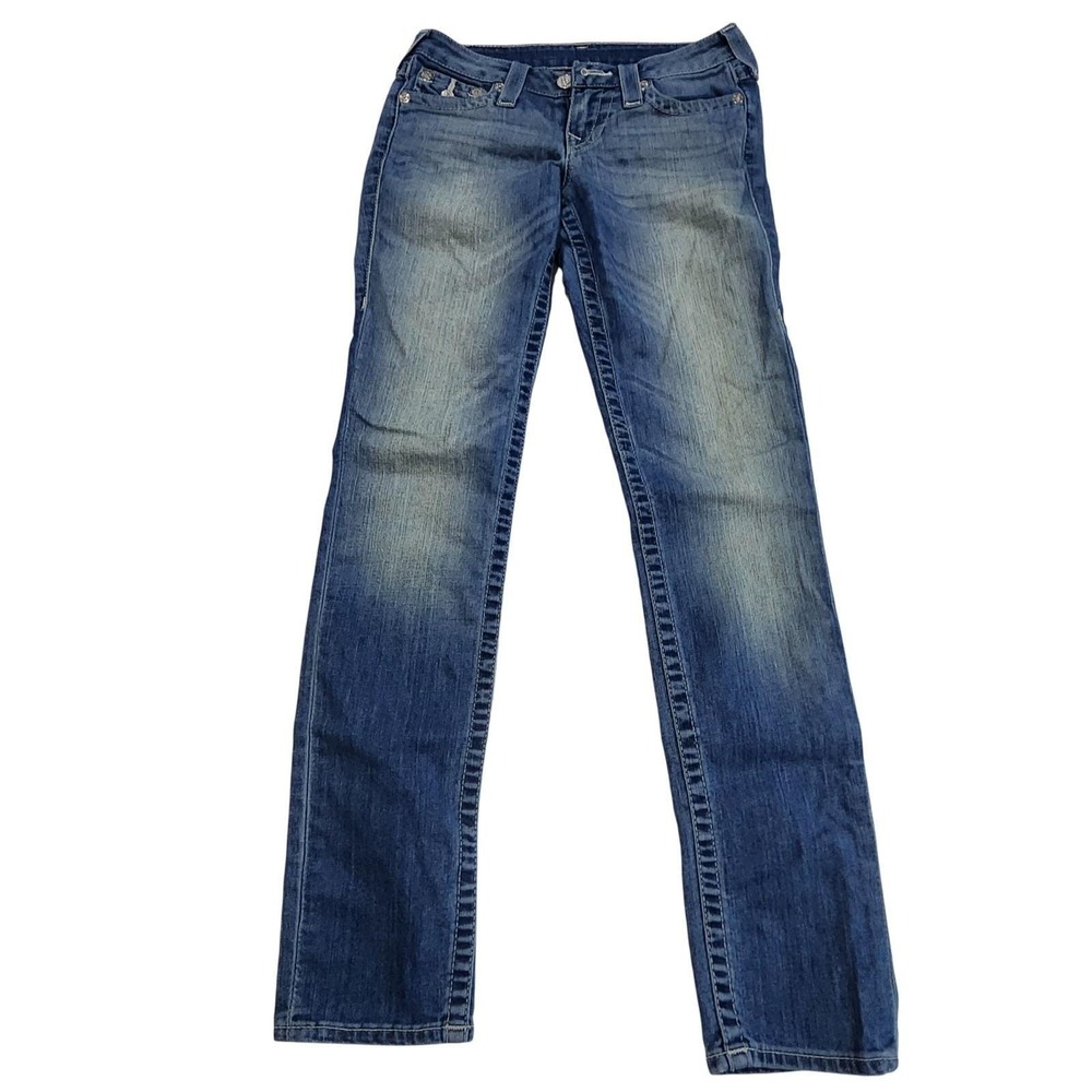 AUTHENTIC True Religion Jeans Women 26 Light Wash Skinny Low Rise Hidden Pocket - Picture 3 of 14